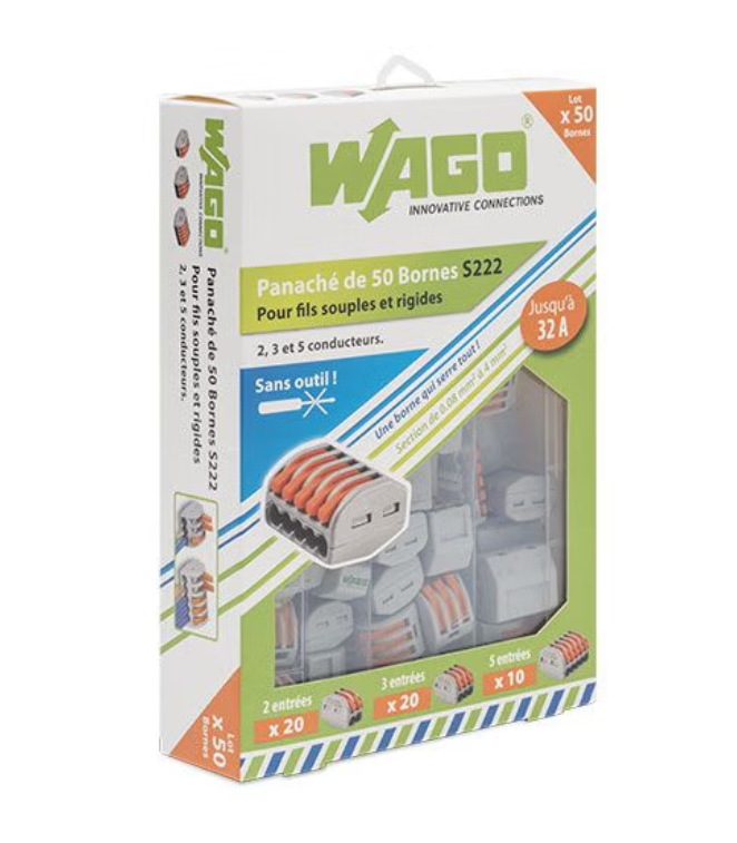 WAGO BORNES x50 2,3 ET 5 FILS SOUPLE ET RIGIDE